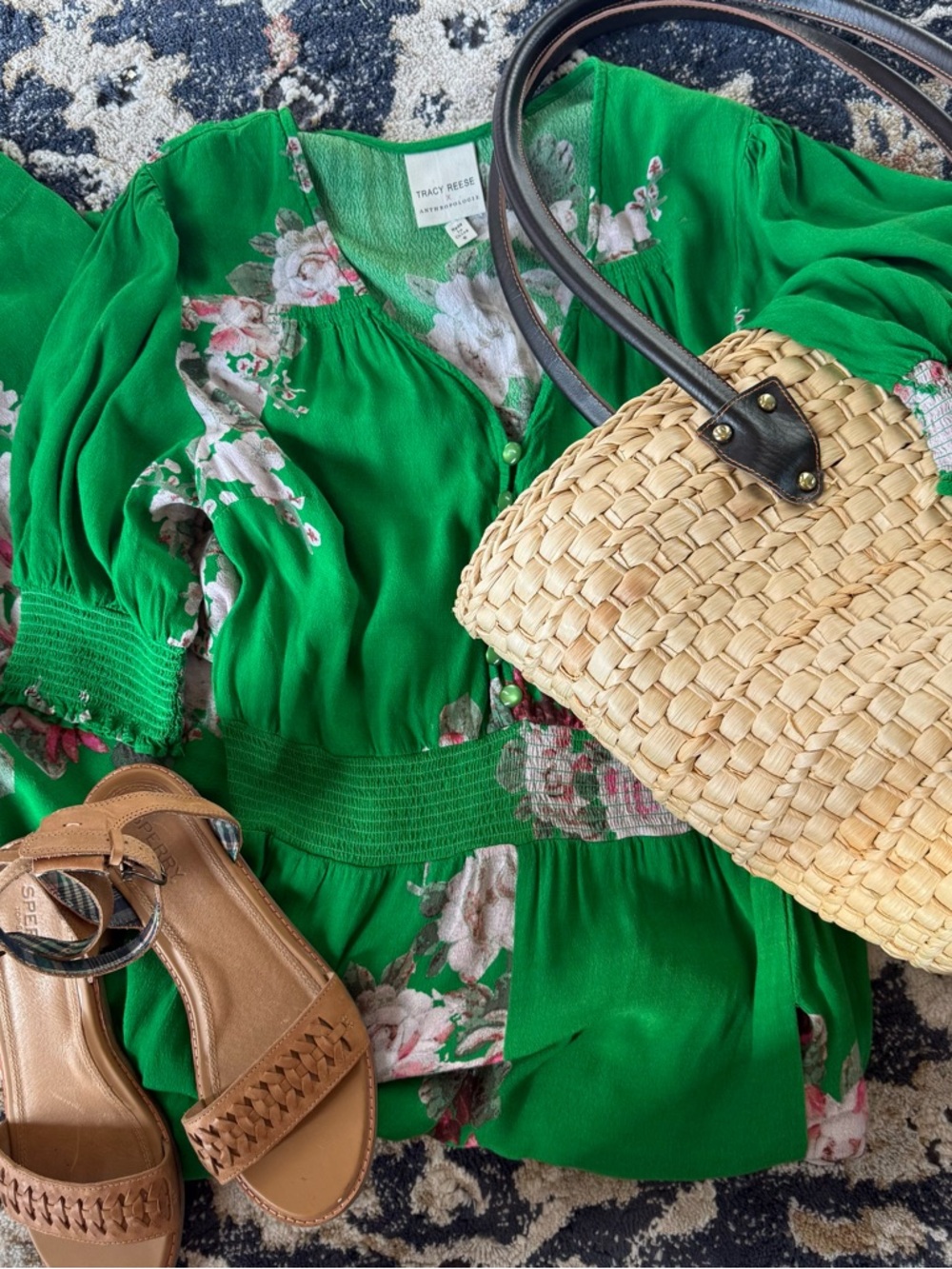 Woven Straw Market Tote | French Coastal Summer Beach Bag Large Neutral - Picture 6 of 6